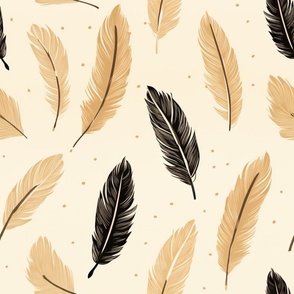 gd sepia feathers block print