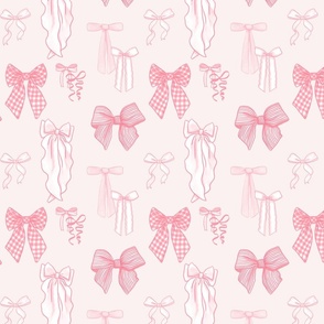 Pink Bow Fabric, Wallpaper and Home Decor