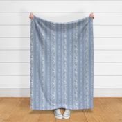  vintage creamy floral and ribbon stripe on textured mountain blue background