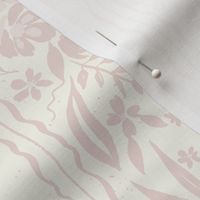  vintage dusty pink floral and ribbon stripe on textured creamy background 