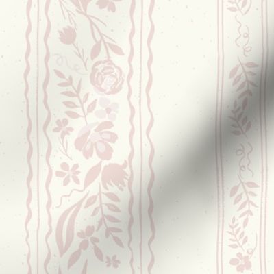  vintage dusty pink floral and ribbon stripe on textured creamy background 