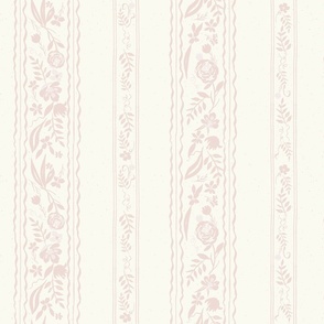  vintage dusty pink floral and ribbon stripe on textured creamy background 