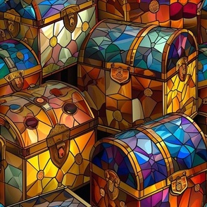 Stained Glass Rainbow Treasure Chests