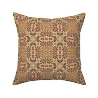 Vittoria Vintage Floral Squares in Beige, Gold and Tan