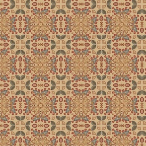 Vittoria Vintage Floral Squares in Beige, Gold and Tan