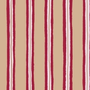 LARGE - Vertical stripes wallpaper with four layers and irregular outline - organic look - tan