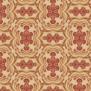 Vittoria Vintage Ornate Damask in Tan and Beige