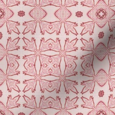 Vittoria Boho Vintage Arabesque Leaves in Pink and Tan