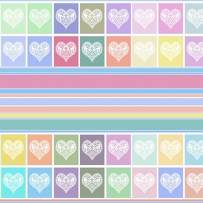Openwork hearts on a striped background children's pattern