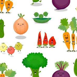 Cute happy singing vegetables cartoon pattern