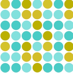  Large polka dots in olive and turquoise colors