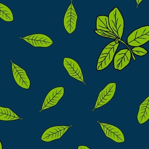 green leaves on dark blue (big)