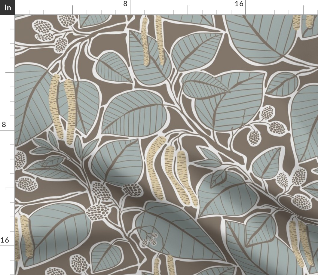 Rustic Alder leaves smoky blue