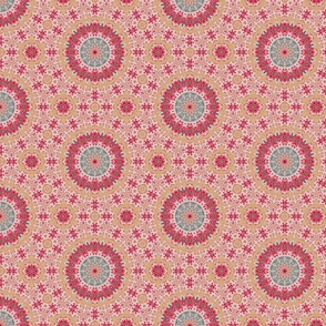 Vittoria Vintage Floral Mandala in Coral Red and Gold