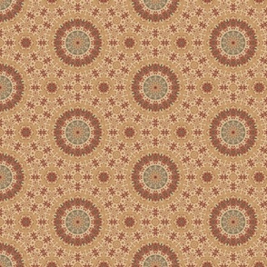 Vittoria Vintage Floral Mandala in Beige, Gold and Tan