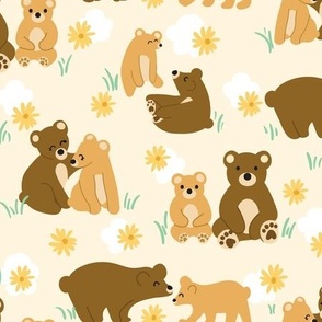 Bear Friends | Flowers Yellow and White Dots