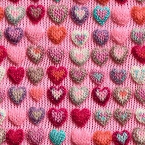 Vintage Pink Knitted Hearts