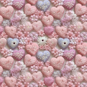  Cottagecore Pink Embroidered Hearts