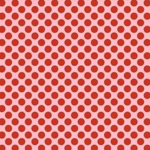 Smaller Bold Dots in Rustic Red and Baby Pink