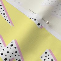 Lightning bolt stars pink yellow medium