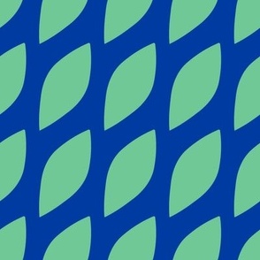 Dazzle Leaves // large print // Turbocharged Mint Leaf Shapes on True Blue