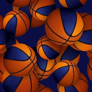 blue orange team colors basketballs pattern on blue background