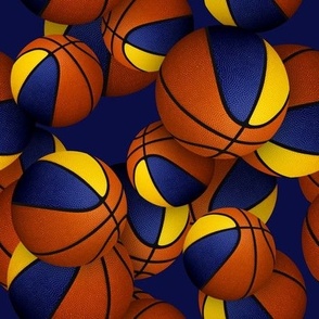 blue gold sports team colors basketballs pattern on blue background