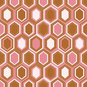 Retro Hexagons (12") - cream, pink, brown (ST2023RH)