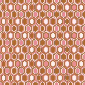 Retro Hexagons (6") - cream, pink, brown (ST2023RH)