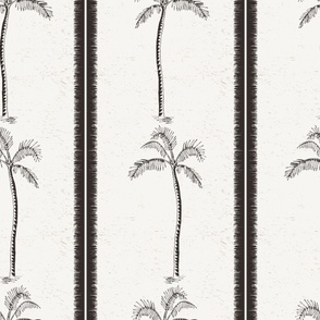 Palm trees and beachy, boho stripes black and white - large scale