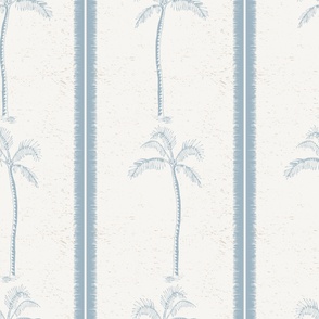 Palm trees and beachy, boho stripes pale blue - large scale