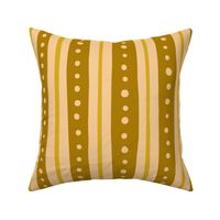 Boho Stripes - mustard and yellow - stripes, hand drawn, yellow dots, yellow stripes