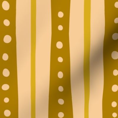 Boho Stripes - mustard and yellow - stripes, hand drawn, yellow dots, yellow stripes