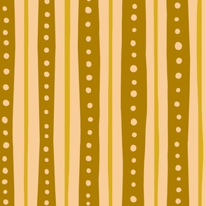 Boho Stripes - mustard and yellow - stripes, hand drawn, yellow dots, yellow stripes