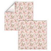 Japanese cranes, blush medium scale wallpaper,fabric 