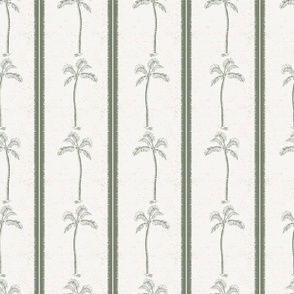 Palm trees and beachy, boho stripes sage green - medium scale