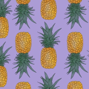 Tropical Pineapple Pattern with Lilac Background