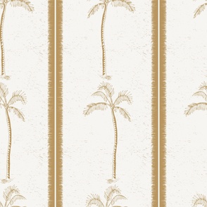 Palm trees and beachy, boho stripes yellow ochre gold - large scale