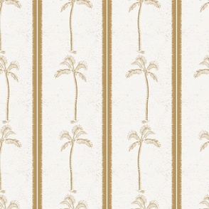 Palm trees and beachy, boho stripes yellow ochre gold - medium scale