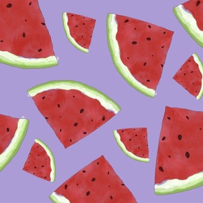 Summertime Watermelon Fruit Pattern on Lilac Background