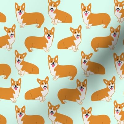 Cute Corgis on mint green 23