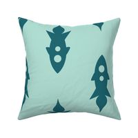 rocket silhouettes (large scale) - A fun spaceship geometric print in teal and green