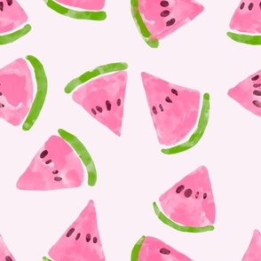 watercolor cute watermelon slices. hand drawn 
