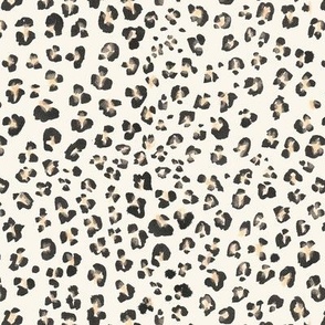 Small Black and Peach Leopard Spots Hand Painted Ink on Cream Ivory 
