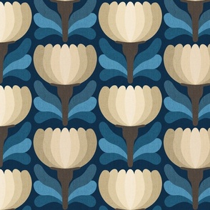 Modern Retro Floral //  normal scale 0055 B // Vintage flower tulip daisy ombre fabric Aesthetic ,70 ,80 1970 1980