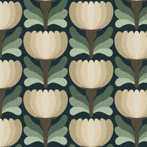 Modern Retro Floral //  normal scale 0055 C // Vintage flower tulip daisy ombre fabric Aesthetic ,70 ,80 1970 1980