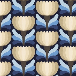 Modern Retro Floral //  normal scale 0055 D // Vintage flower tulip daisy ombre fabric Aesthetic ,70 ,80 1970 1980