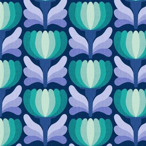 Modern Retro Floral //  normal scale 0055 H // Vintage flower tulip daisy ombre fabric Aesthetic ,70 ,80 1970 1980