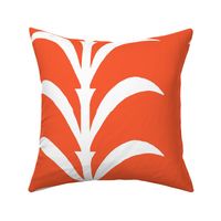 STALK WITH LEAVES STRIPE 16.5" white on peachy-red