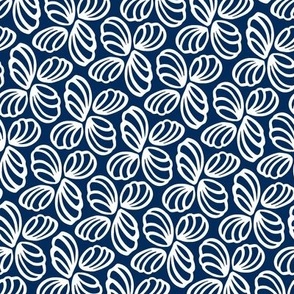 Whimsy Twirling Petals Navy Blue